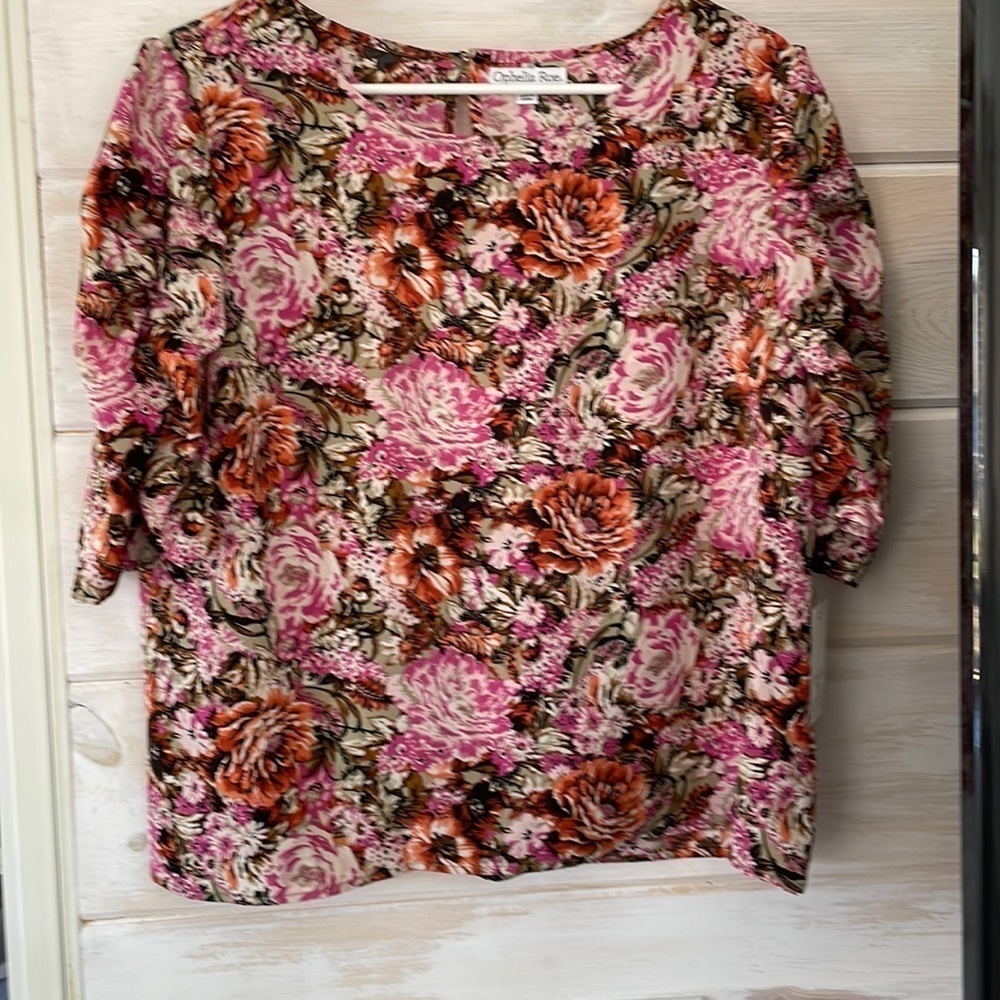 Ophelia Roe Ruched Sleeve Floral Top